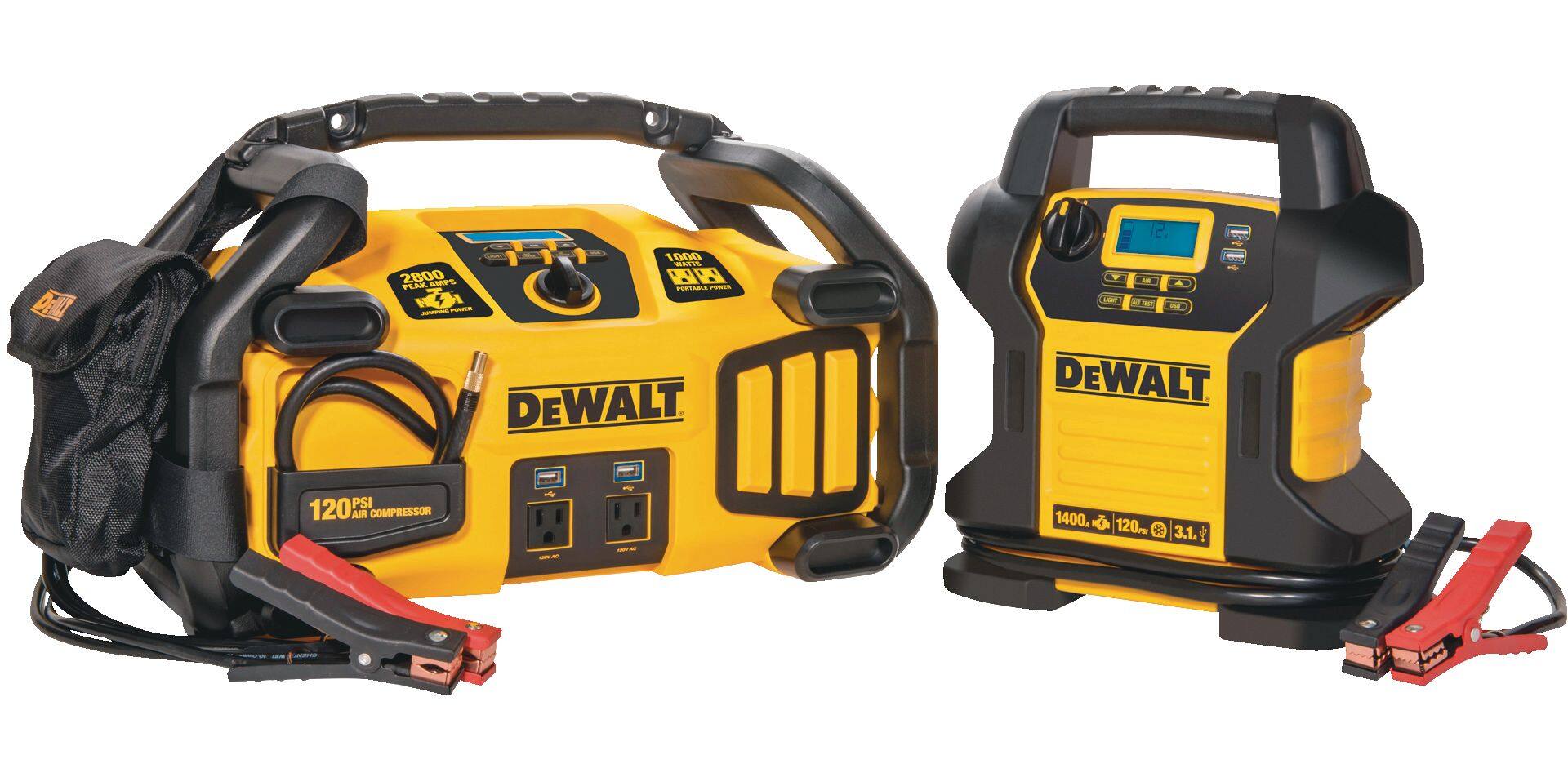 DEWALT DXAEJ14CA Booster Pack Jump Starter With Auto Stop Digital Air Compressor 1400 Peak Amp 12V