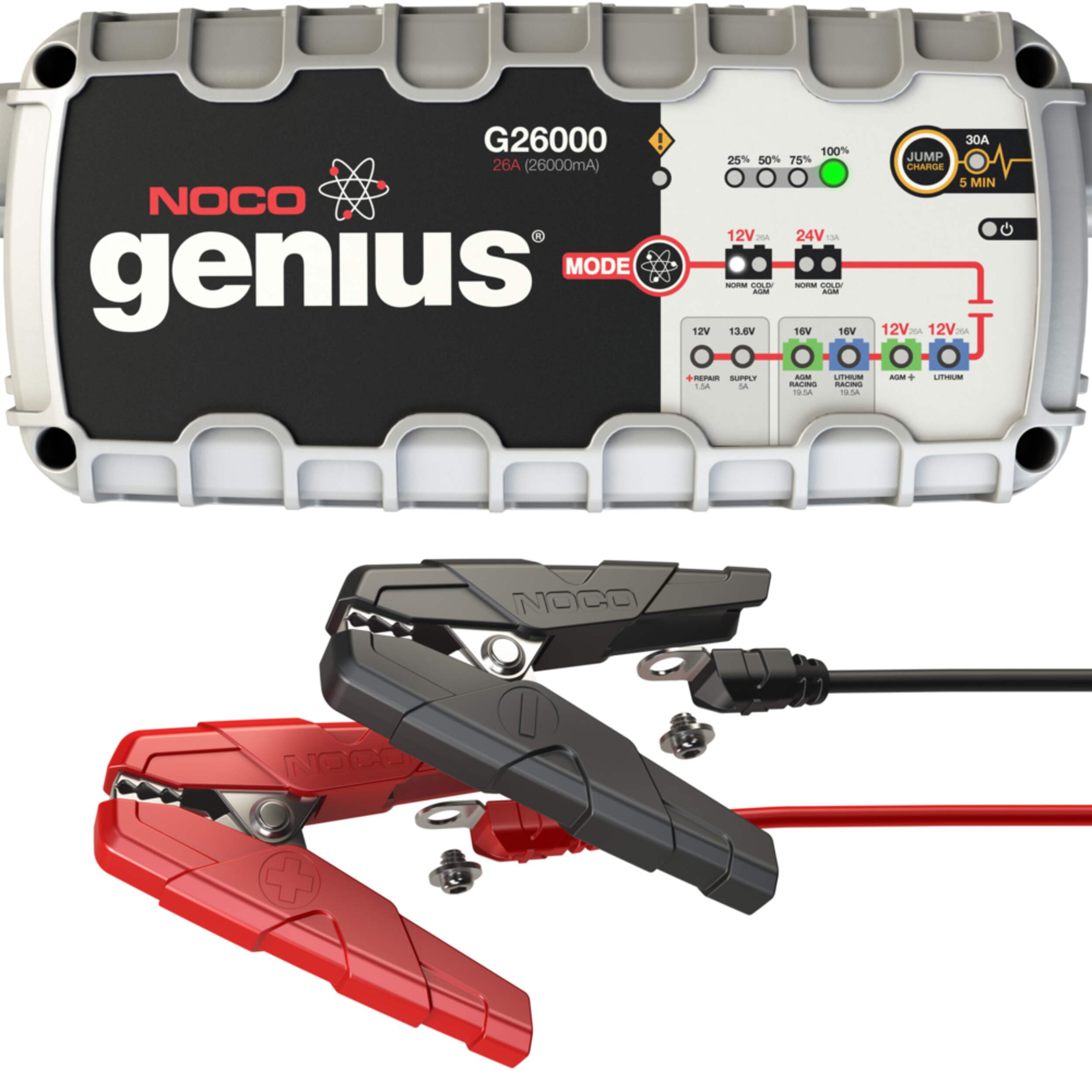 NOCO Genius G26000 Smart Battery Charger, 26-Amp, 12V/24V Composite_or_Mixed