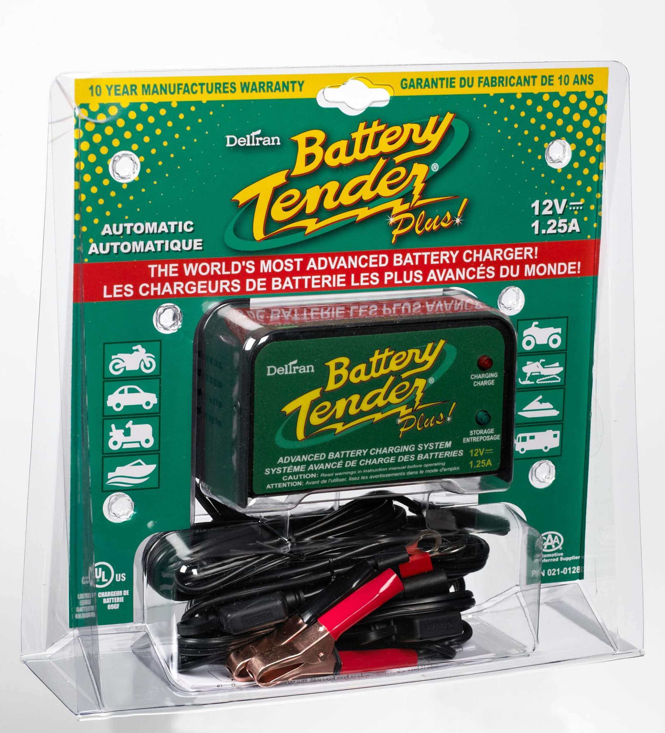 Battery Tender Plus Battery Charger/Maintainer, 1.25Amp, 12V