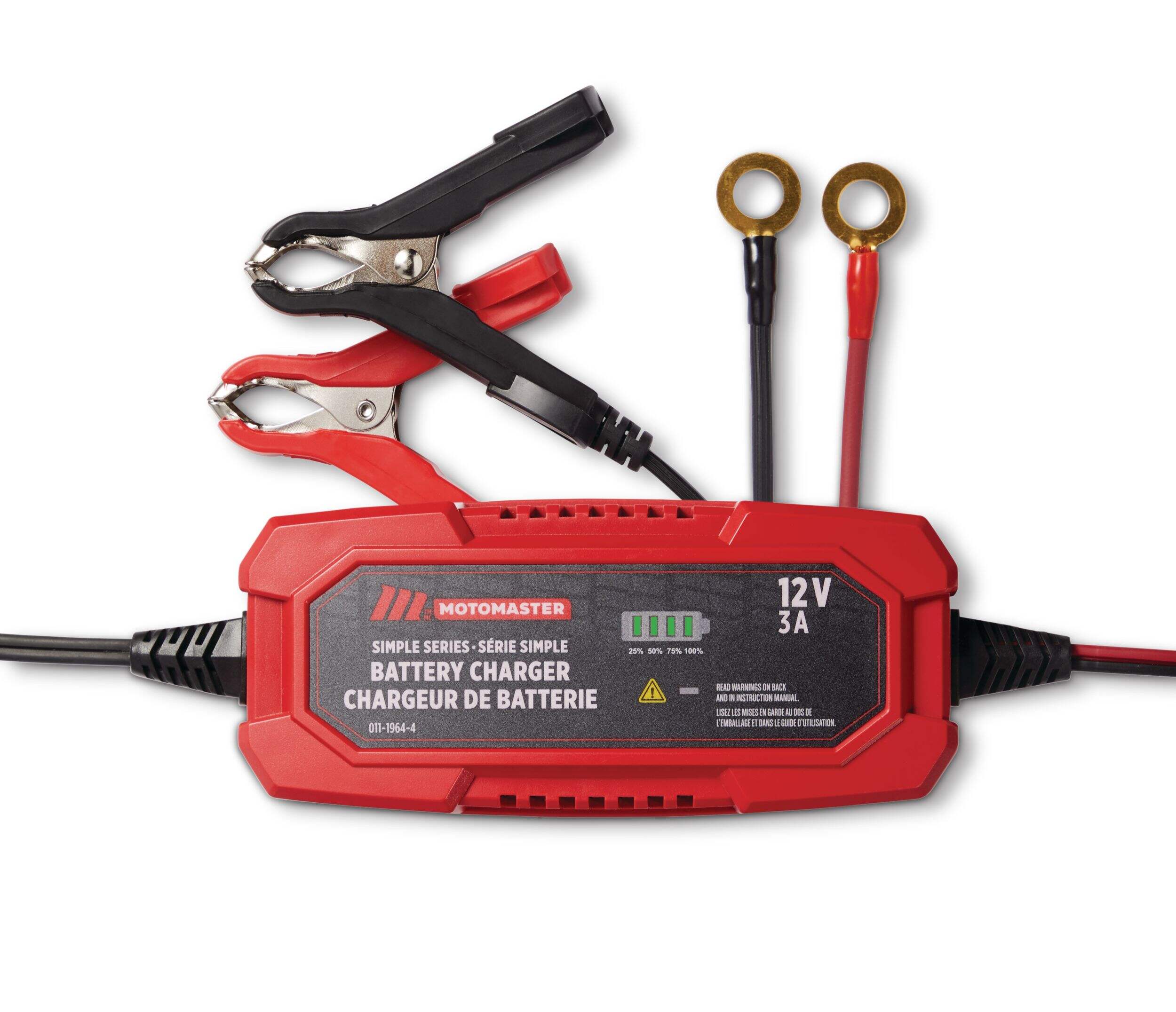 MotoMaster Simple Series Smart Battery Charger/Maintainer, Fully Automatic, 3-Amp, 12V Composite_or_Mixed