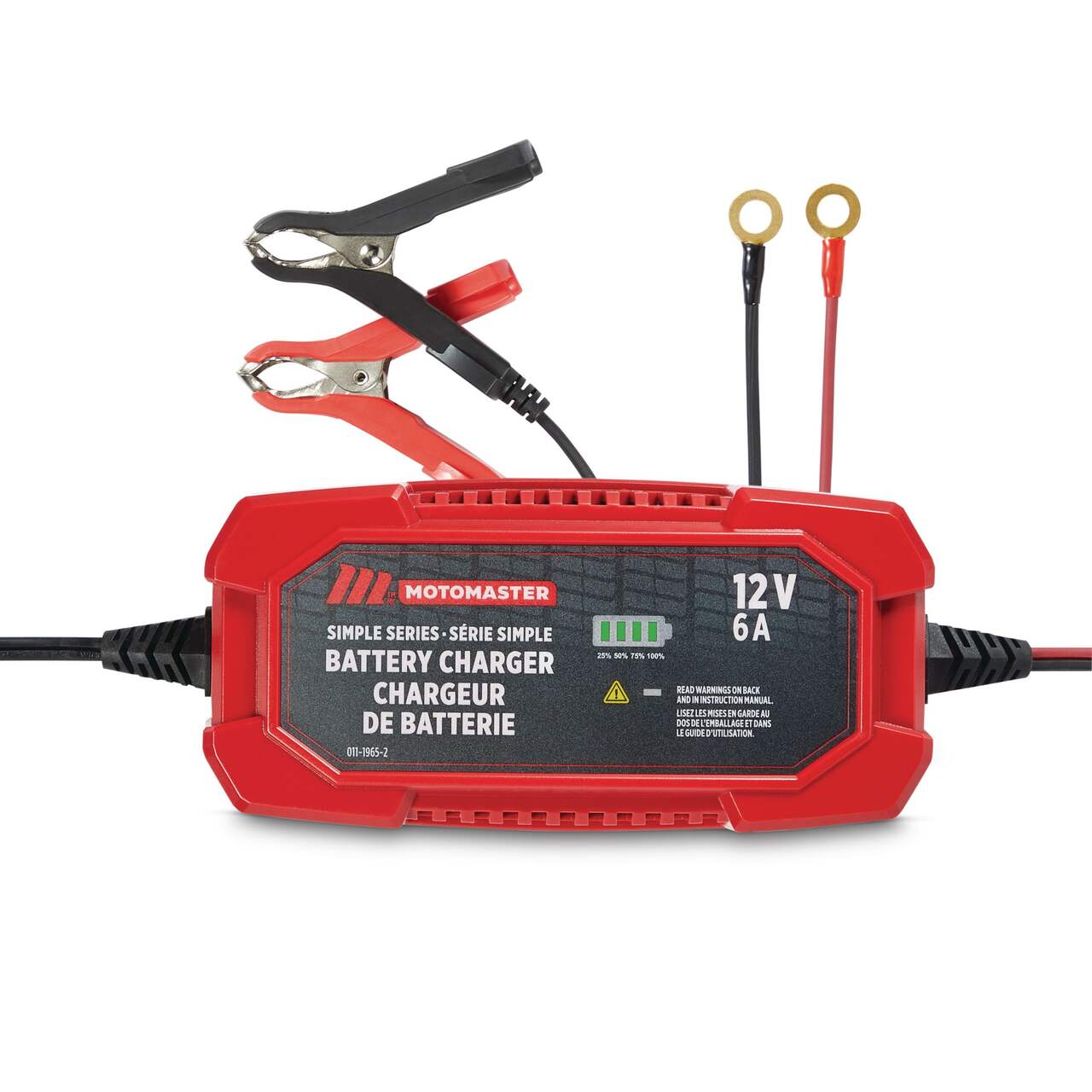 MotoMaster Simple Series Smart Battery Charger/Maintainer, Fully Automatic,  6-Amp, 12V