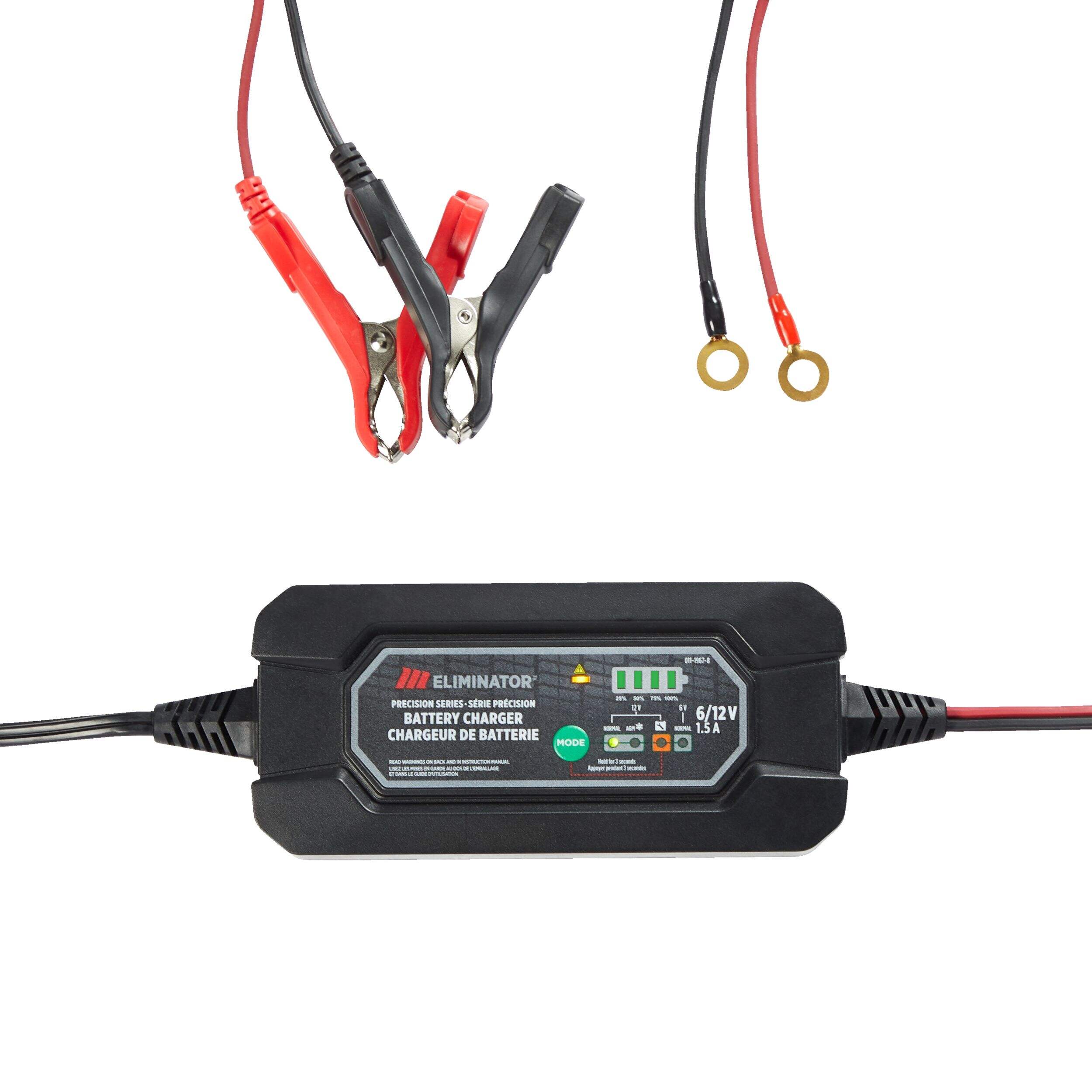 MotoMaster Eliminator Precision Series Smart Battery Charger/Maintainer, Fully Automatic, 7/1-Amp, 12V Front_Flat