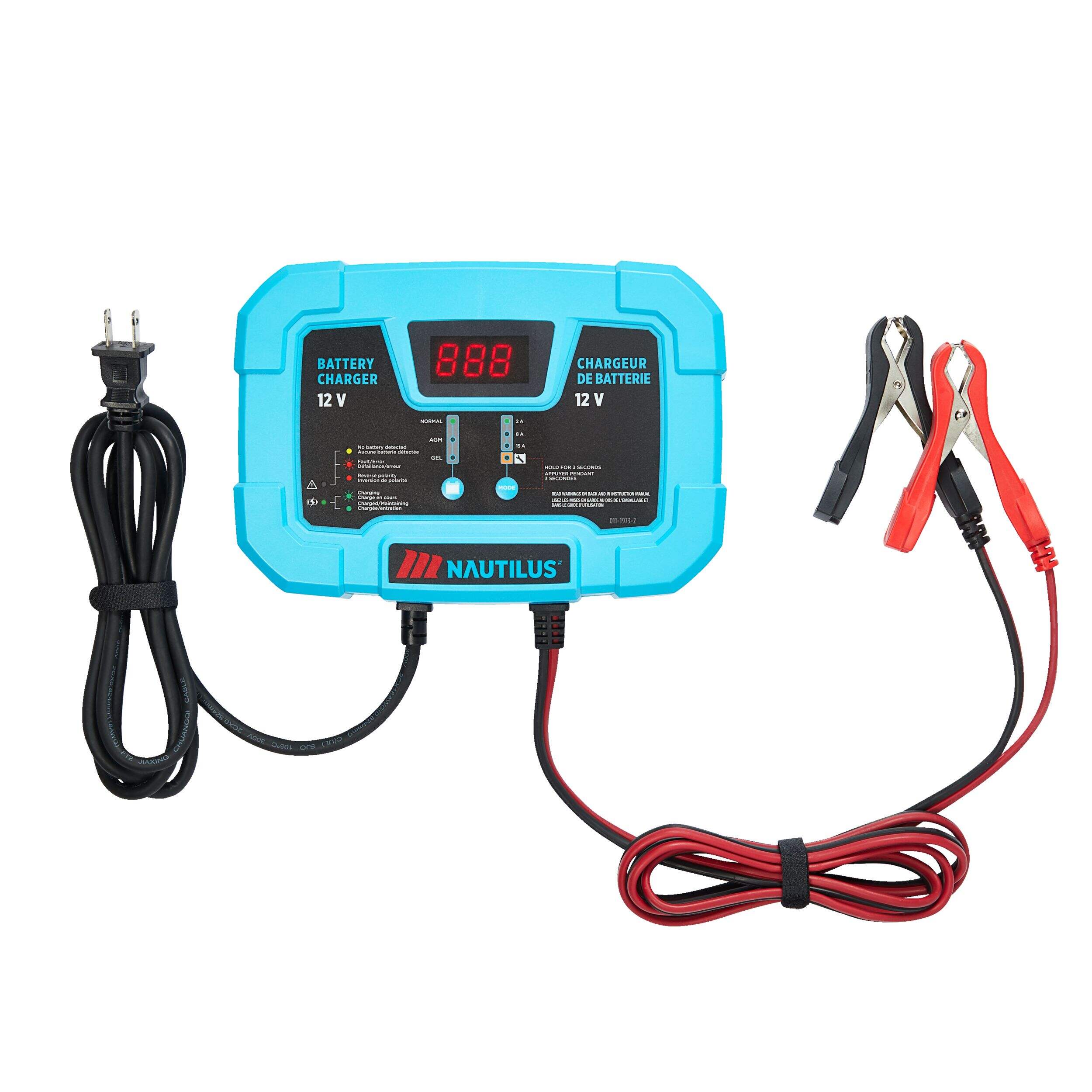 MotoMaster Nautilus Smart Battery Charger/Maintainer, 15/8/2-Amp, 12V Composite_or_Mixed