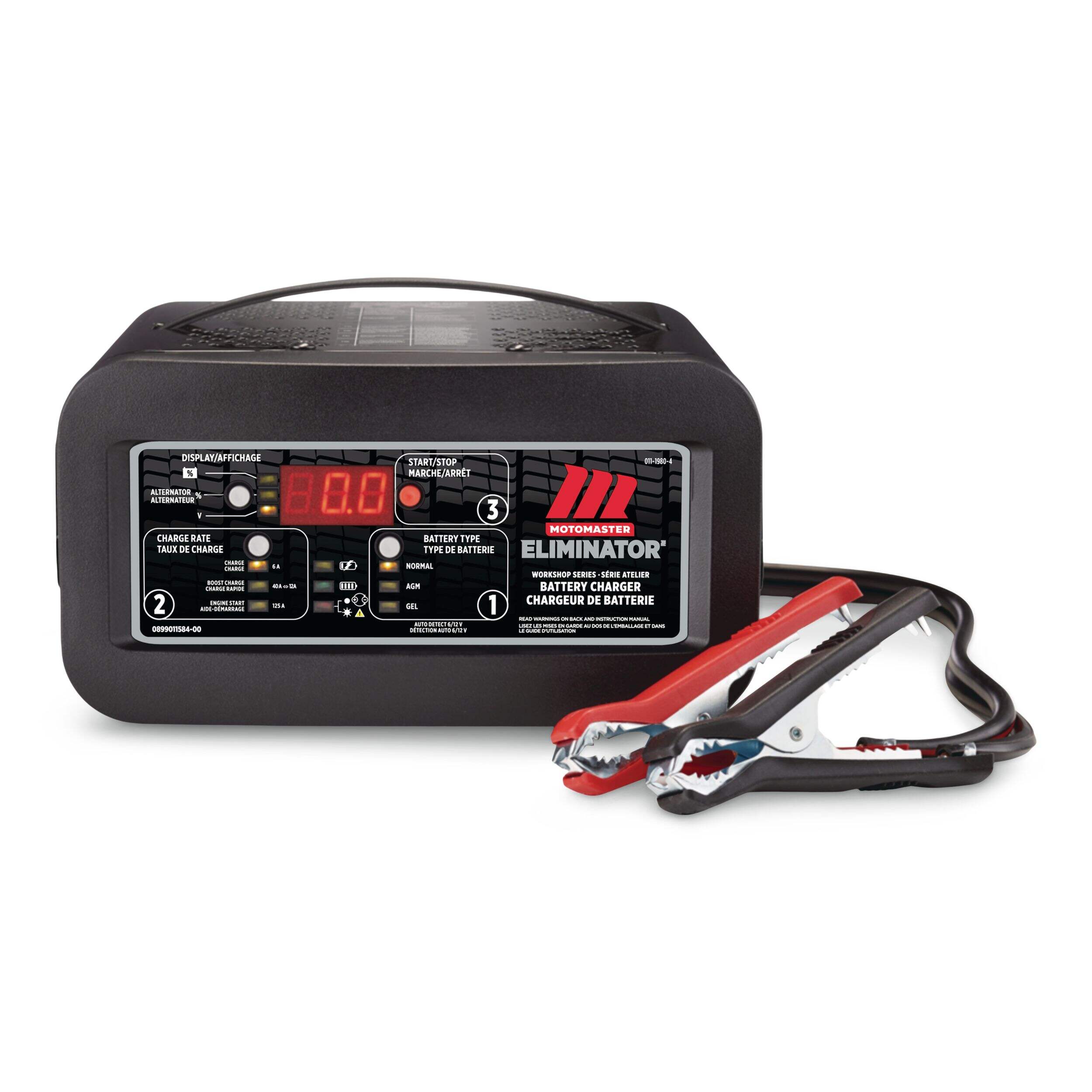 MotoMaster Eliminator Workshop Series Smart Battery Charger, Fully Automatic, 40/15/6-Amp, 6V/12V, with 125-Amp Engine Start Front_Flat