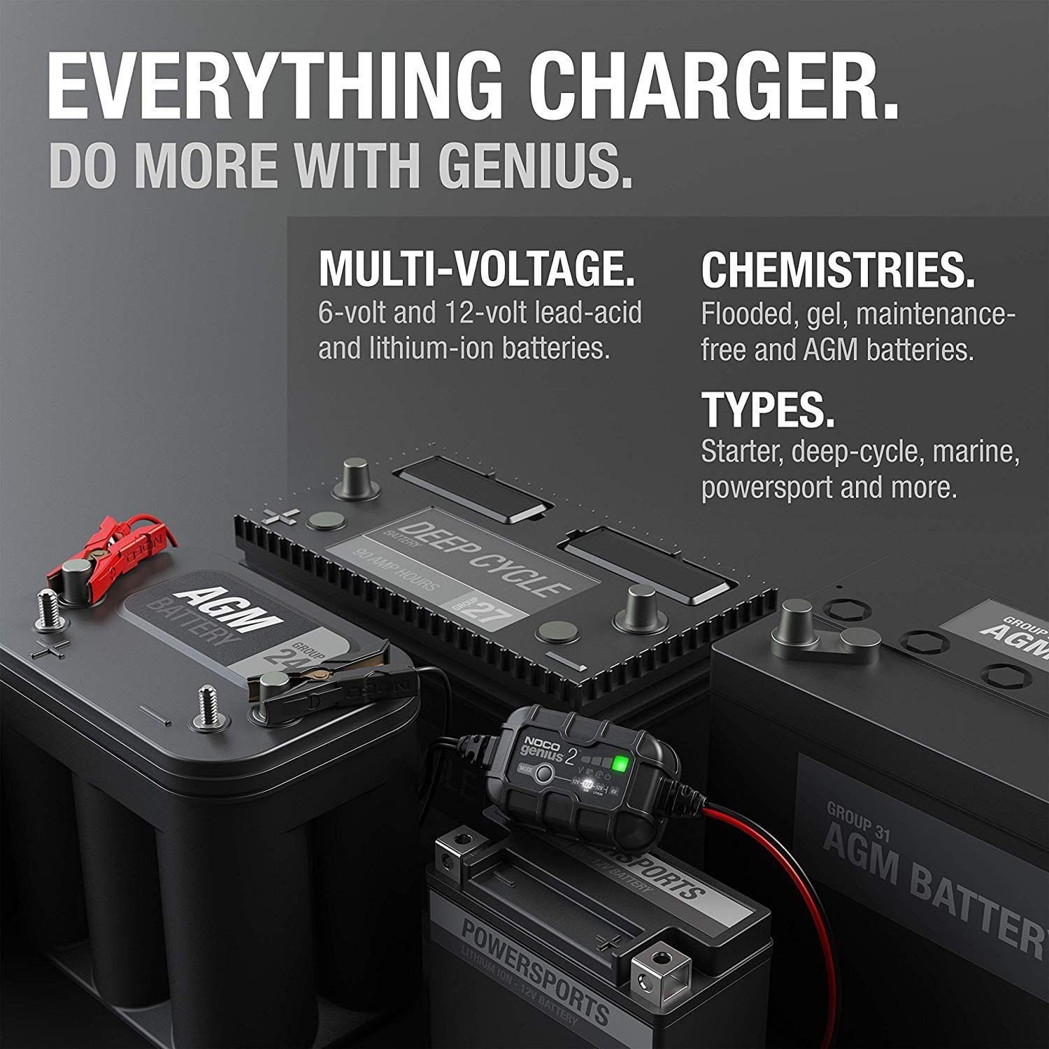 NOCO GENIUS2 Smart Battery Charger Maintainer Desulfator 2 Amp 6V 12V Canadian Tire