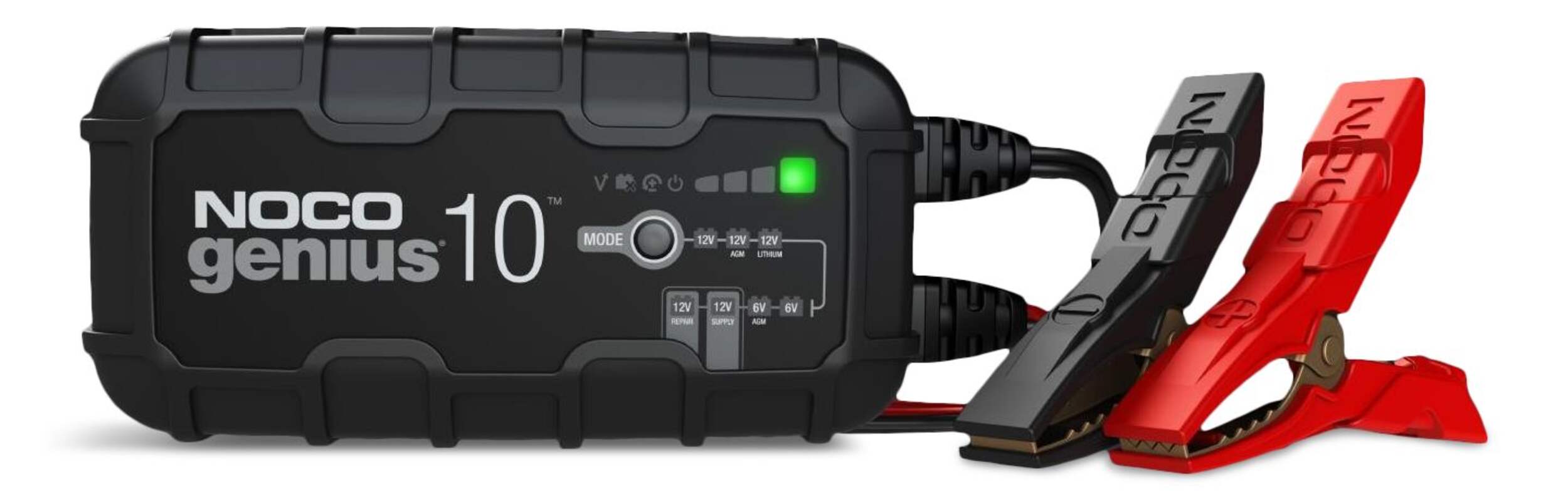 NOCO GENIUS10 Smart Battery Charger/Maintainer/Desulfator, 10-Amp, 6V/12V Front_Flat