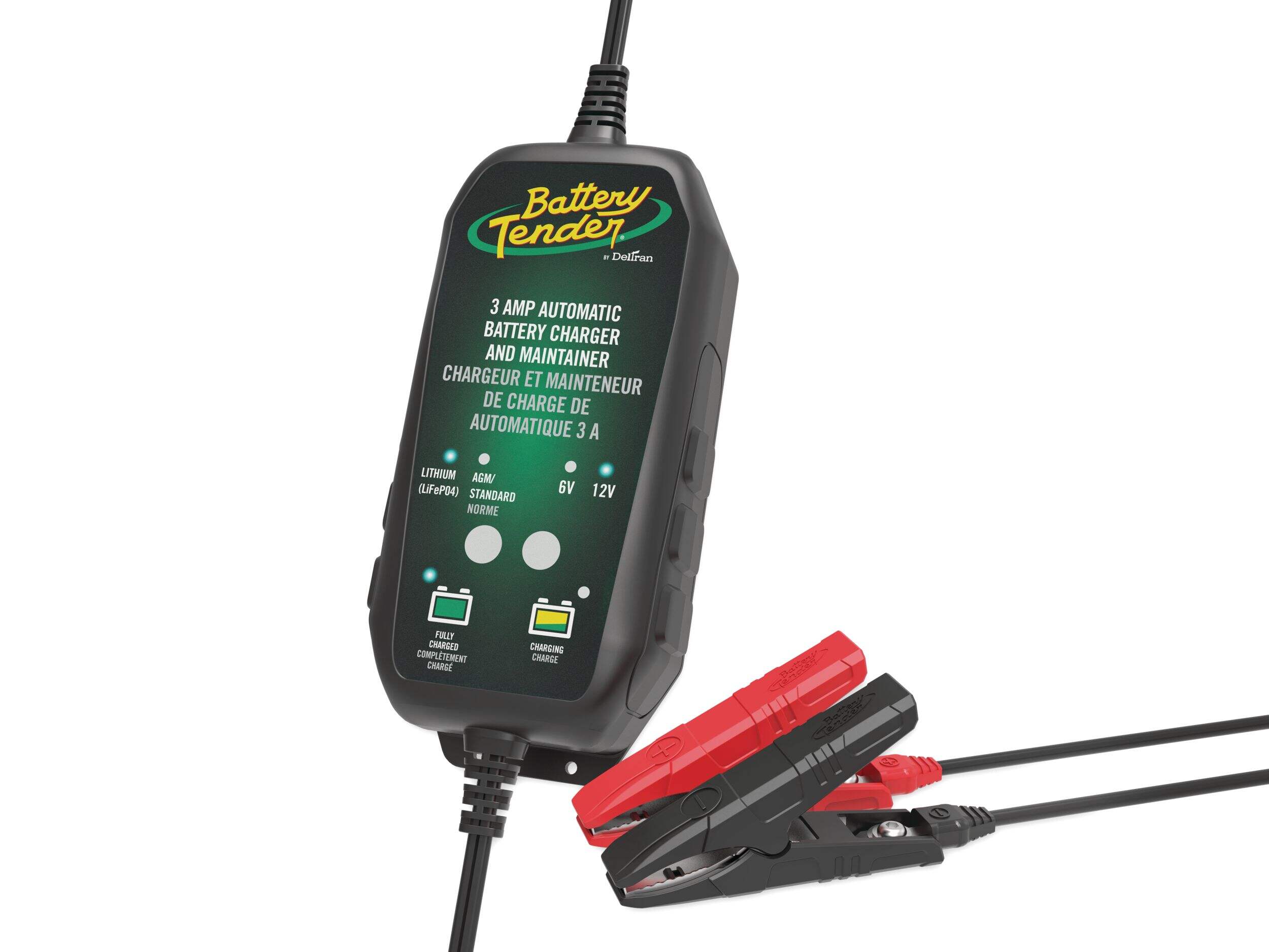 Battery Tender Smart Battery Charger/Maintainer, 3-Amp, 6V/12V Front_Angled_Left