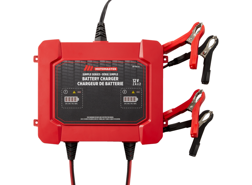 MotoMaster Simple Series 2Bank Smart Battery Charger/Maintainer, 2x2