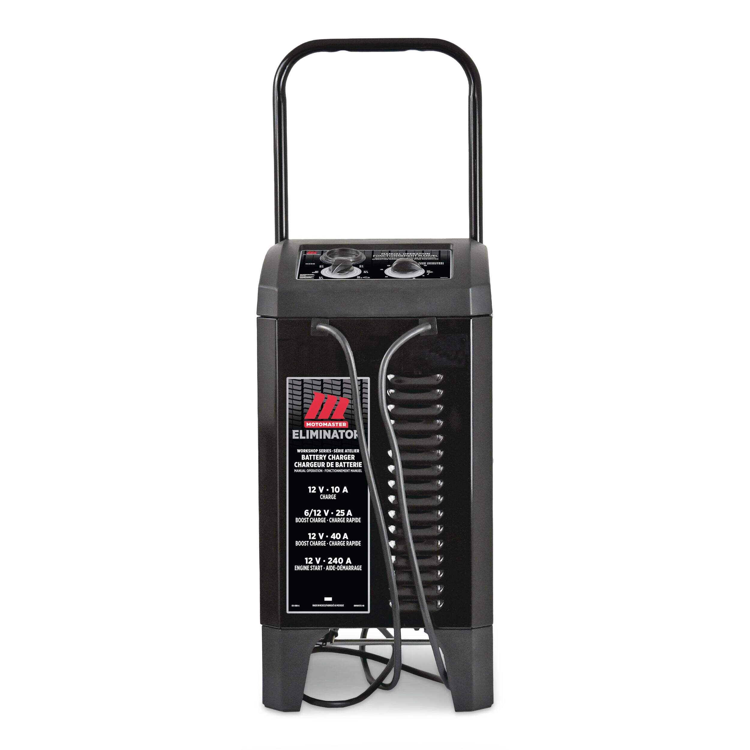 MotoMaster Eliminator Workshop Series Wheeled Battery Charger, Manually-Operated, 40/25/10-Amp, 6 & 12V, with 240-Amp Engine Start Front_Flat