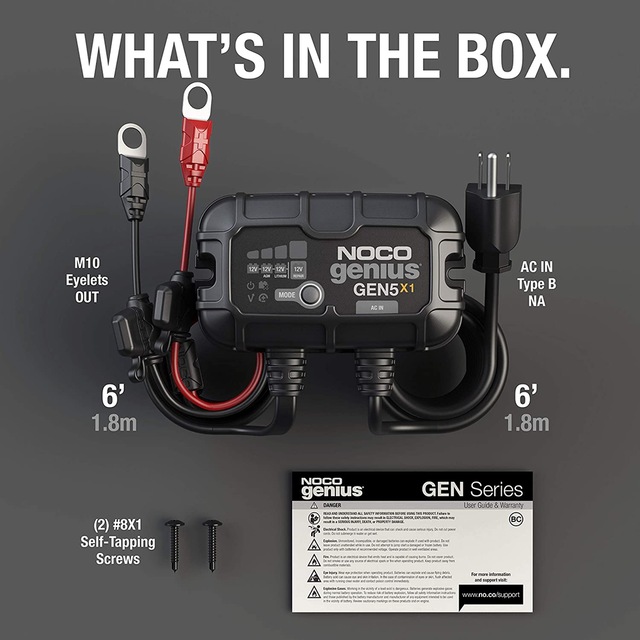 NOCO GEN5X1 Onboard Smart Battery Charger/Maintainer/Desulfator, 1Bank