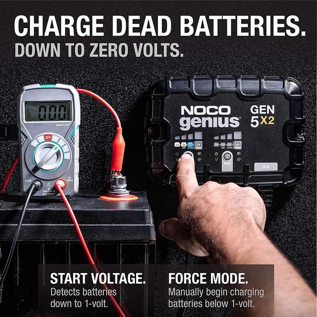NOCO GEN5X2 Onboard Smart Battery Charger/Maintainer/Desulfator, 2Bank