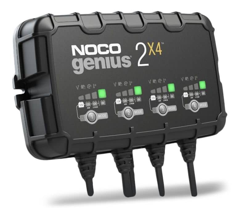 NOCO GENIUS2X4 Smart Battery Charger/Maintainer/Desulfator, 4-Bank