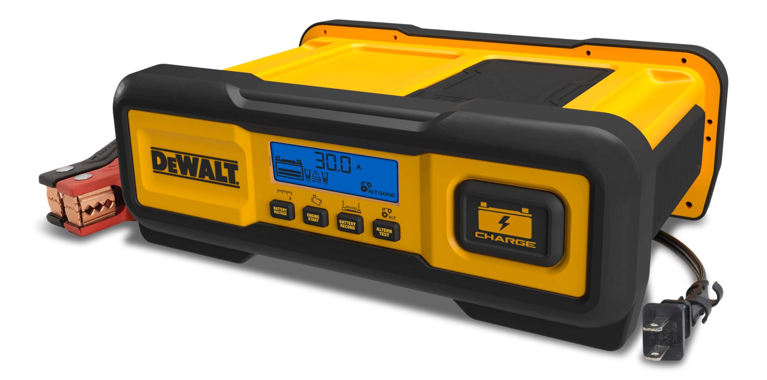 DEWALT 30-Amp Battery Charger with 100A Engine Start Front_Angled_Left