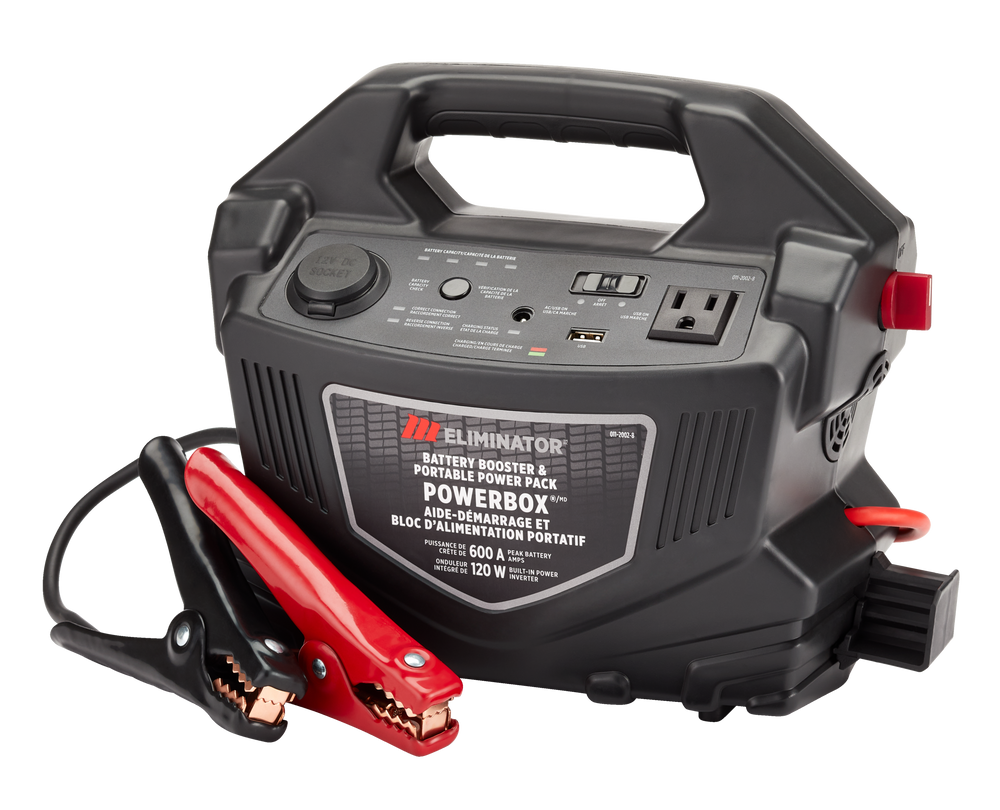 MotoMaster Eliminator PowerBox® Portable Power Pack & Battery Booster/Jump  Starter, 600 Peak Amps, 120W