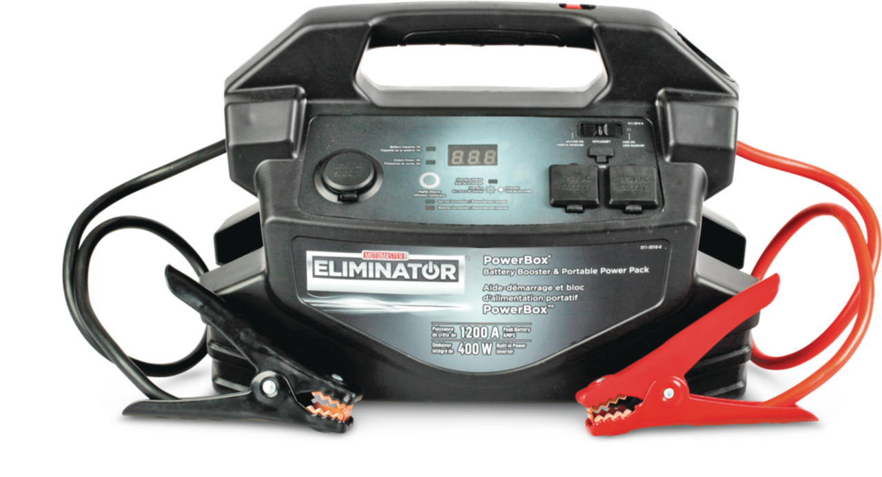 MotoMaster Eliminator PowerBox® Portable Power Pack & Battery Booster/Jump  Starter, 1200 Peak Amps, 400W