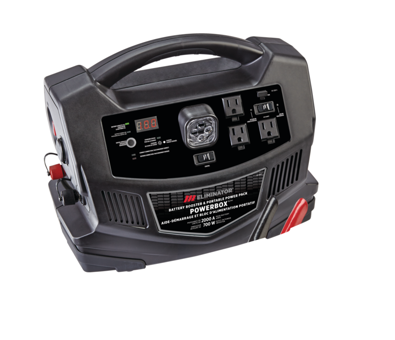 Bloc d'alimentation/démarreur de batterie MotoMaster Eliminator avec  compresseur pneumatique numérique muni d'une fonction d'arrêt automatique,  puissance de crête de 1400 A, 12 V