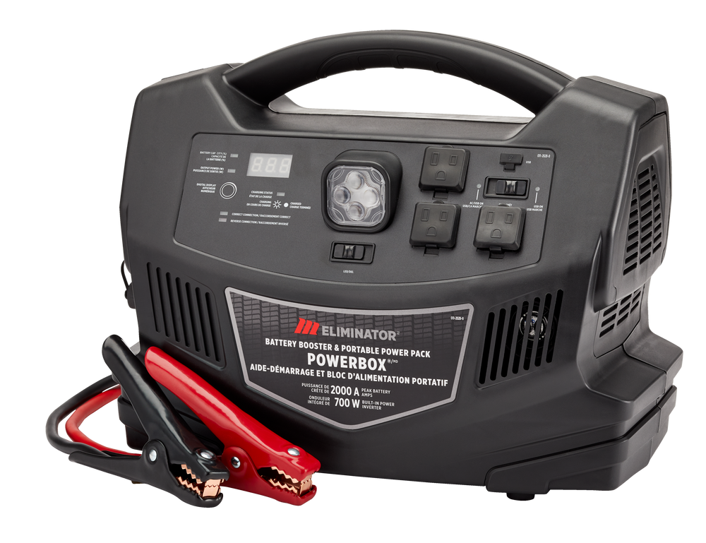 MotoMaster Eliminator PowerBox® Portable Power Pack & Battery Booster/Jump Starter, 2000 Peak
