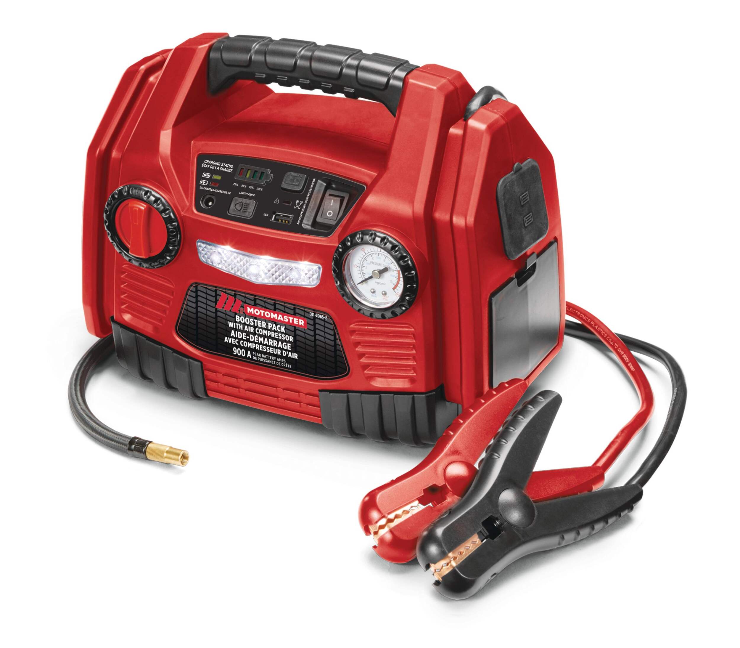MotoMaster Booster Pack/Jump Starter, with Air Compressor, 900 Peak Amp, 12V Front_Angled_Left