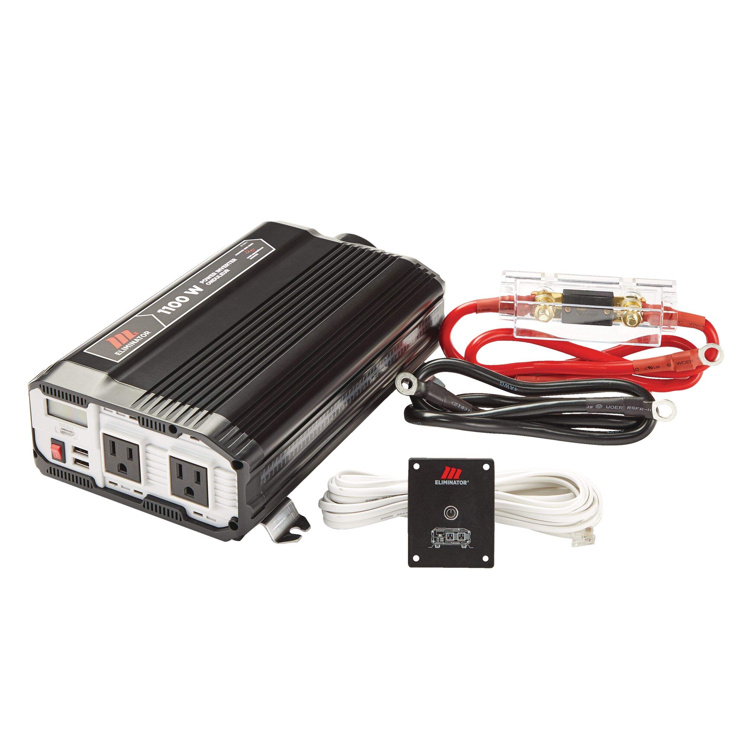 MotoMaster Eliminator Power Inverter, 1100W, Includes Battery Cables, Fuse Kit and Wired Remote Composite_or_Mixed