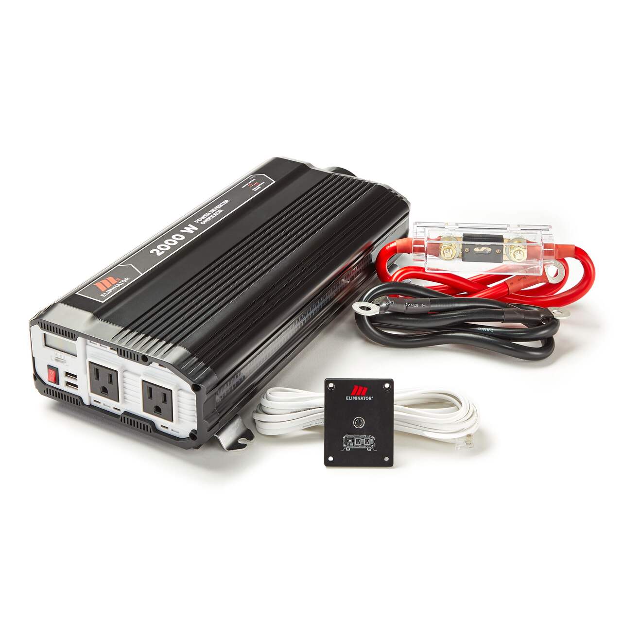 Onduleur de puissance avec câbles pour batterie - Ports USB/USB-C et 4  prises CA - Bluetooth - 2000 W