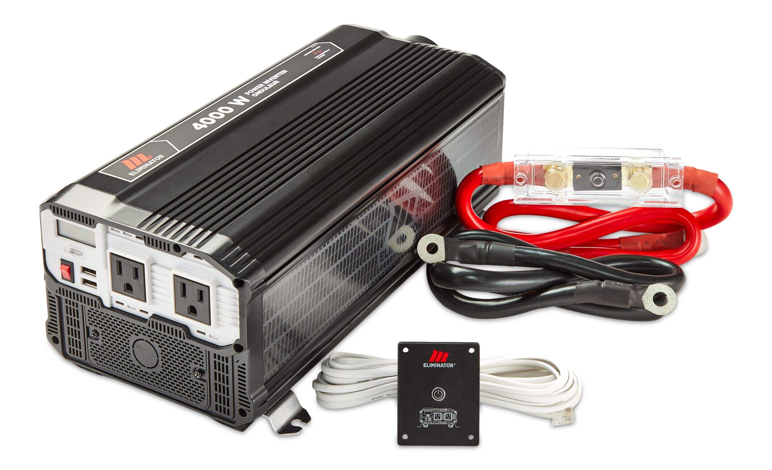 MotoMaster Eliminator Power Inverter, 4000W, Includes Battery Cables, Fuse Kit and Wired Remote Composite_or_Mixed