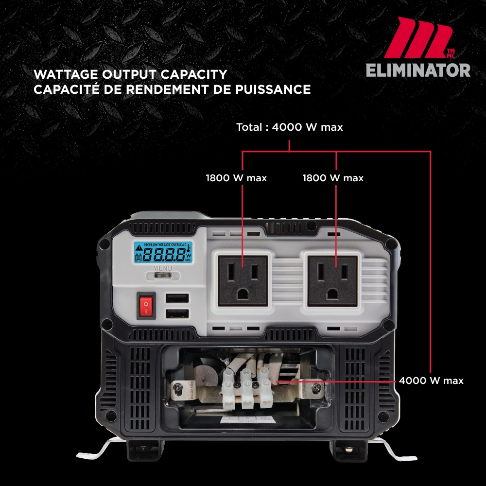 MotoMaster Eliminator Power Inverter, 4000W, Includes Battery Cables