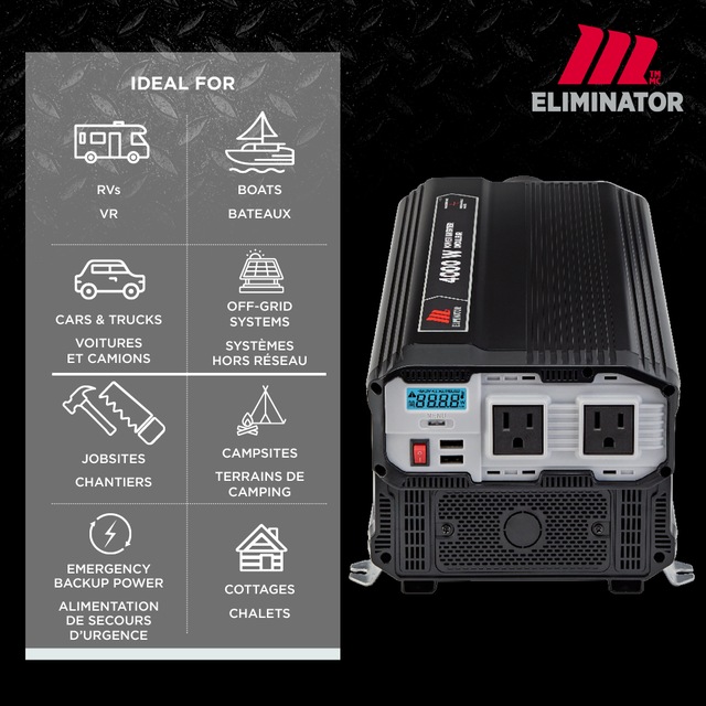 MotoMaster Eliminator Power Inverter, 4000W, Includes Battery Cables