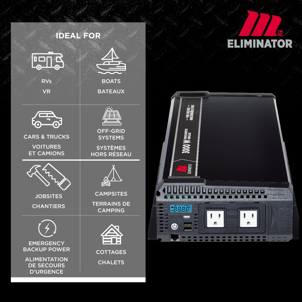 MotoMaster Eliminator Pure Sine Wave Power Inverter, Includes Battery