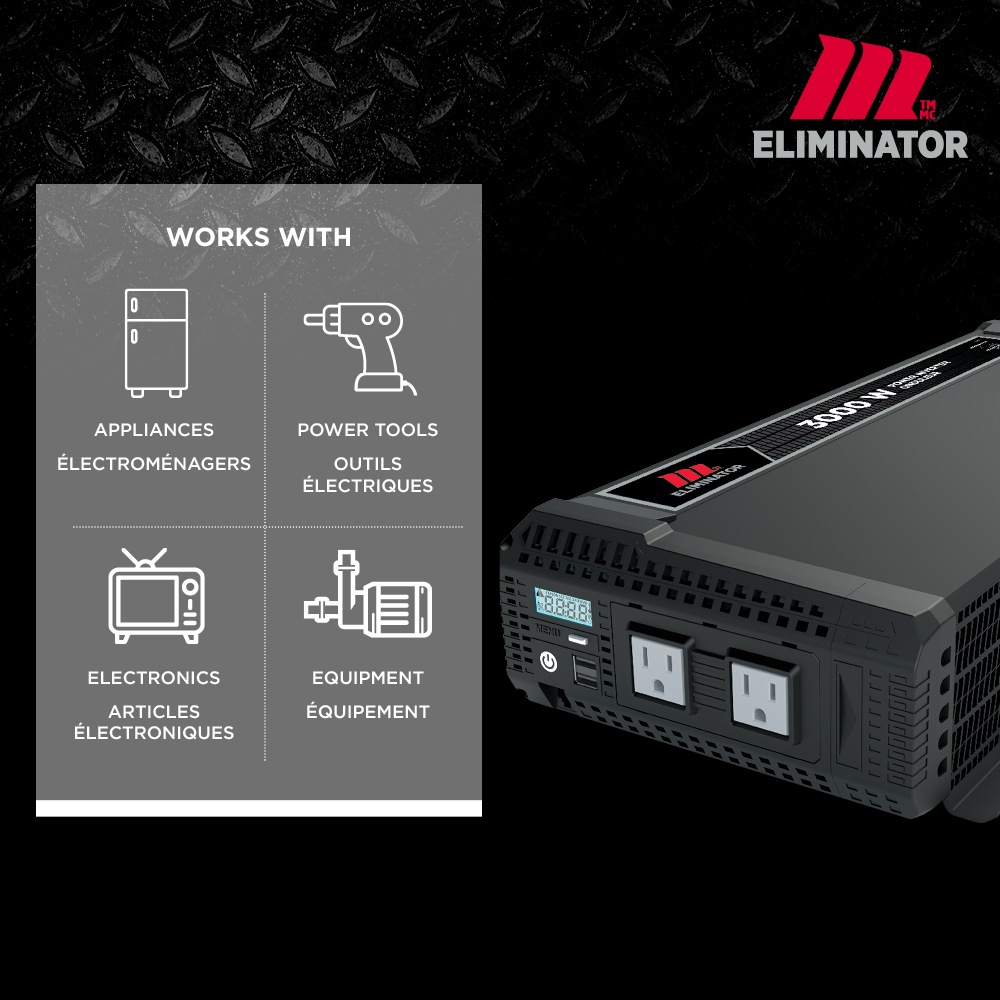 MotoMaster Eliminator Pure Sine Wave Power Inverter, Includes Battery