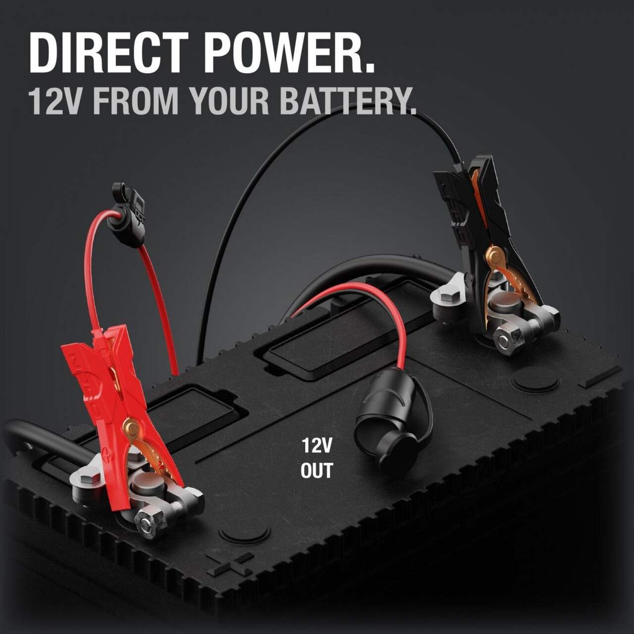 NOCO GC017 12V Socket/Plug to Battery Clamps/Eyelets Adapter
