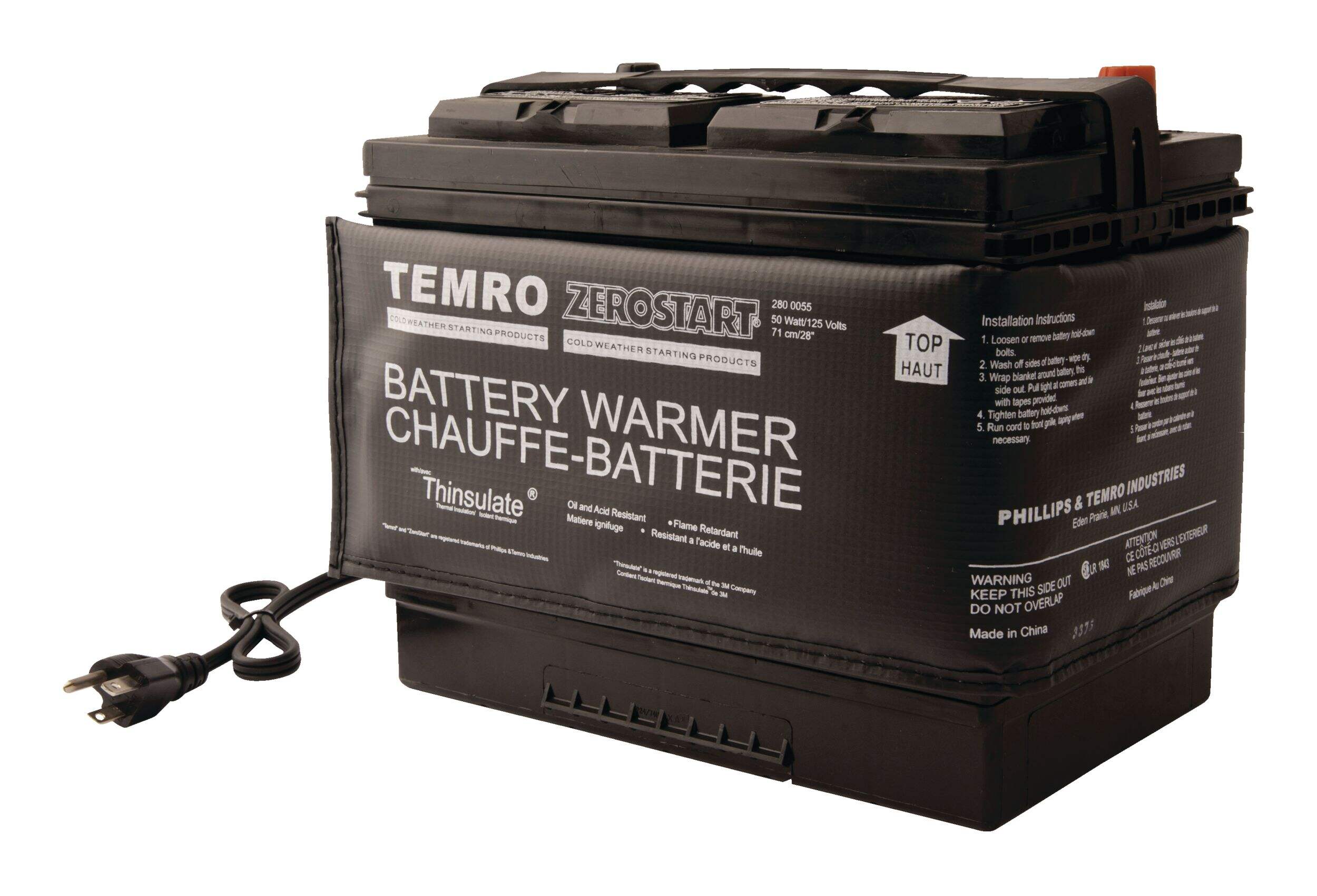 Temro Zerostart 2800055 Battery Warmer/Blanket, 50W, 28-in Front_Angled_Left