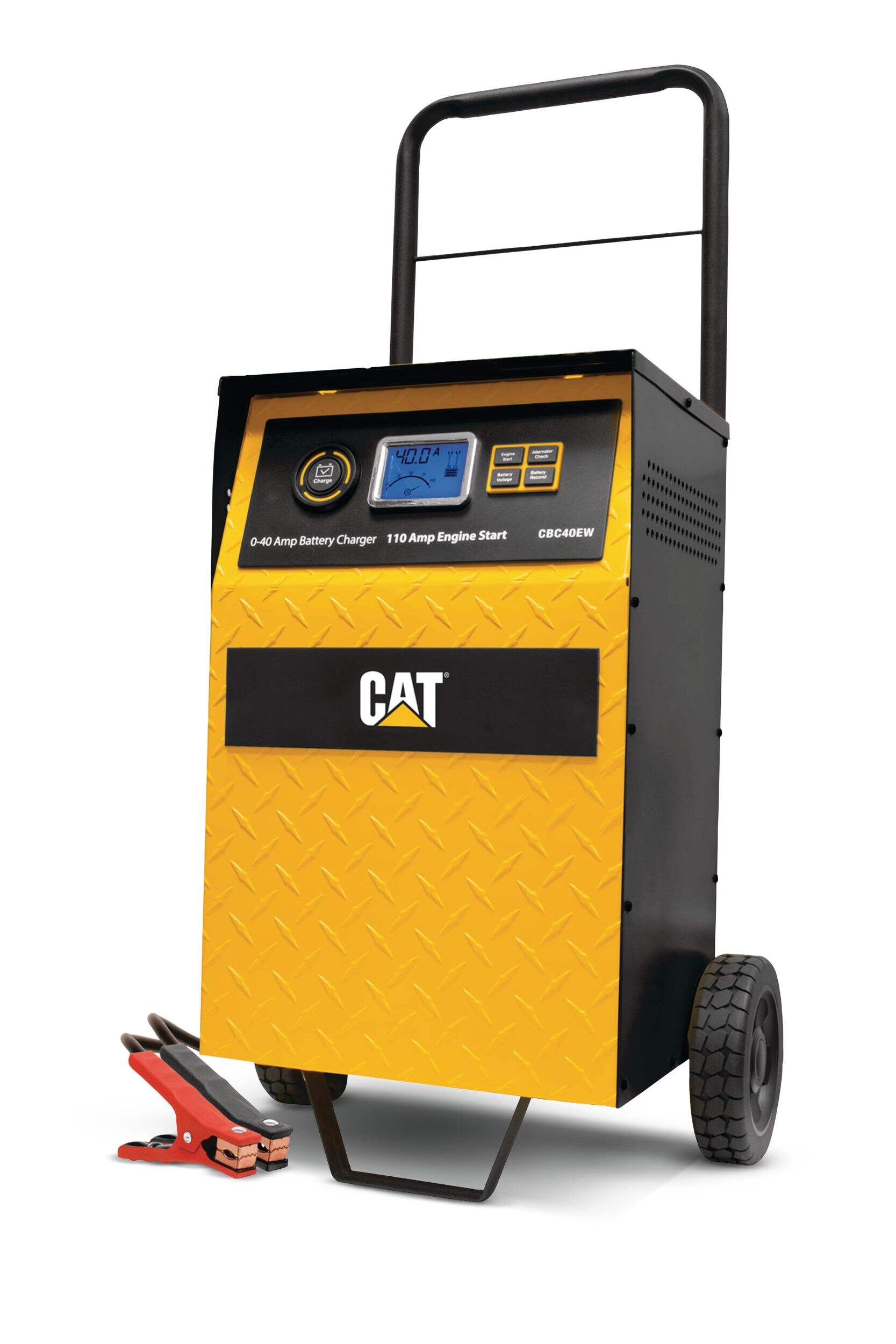 CAT 40A Wheeled Battery Charger Front_Angled_Left