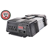 MotoMaster Eliminator Power Inverter, 1500W, Includes Battery Cables and Wired Remote Front_Three_Fourths_Angled_Left