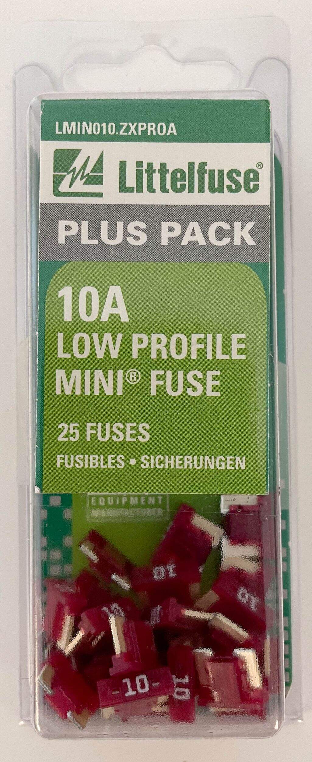 Littelfuse 10A Low Profile Mini Fuse, 32V PRO-Pack Front_Flat