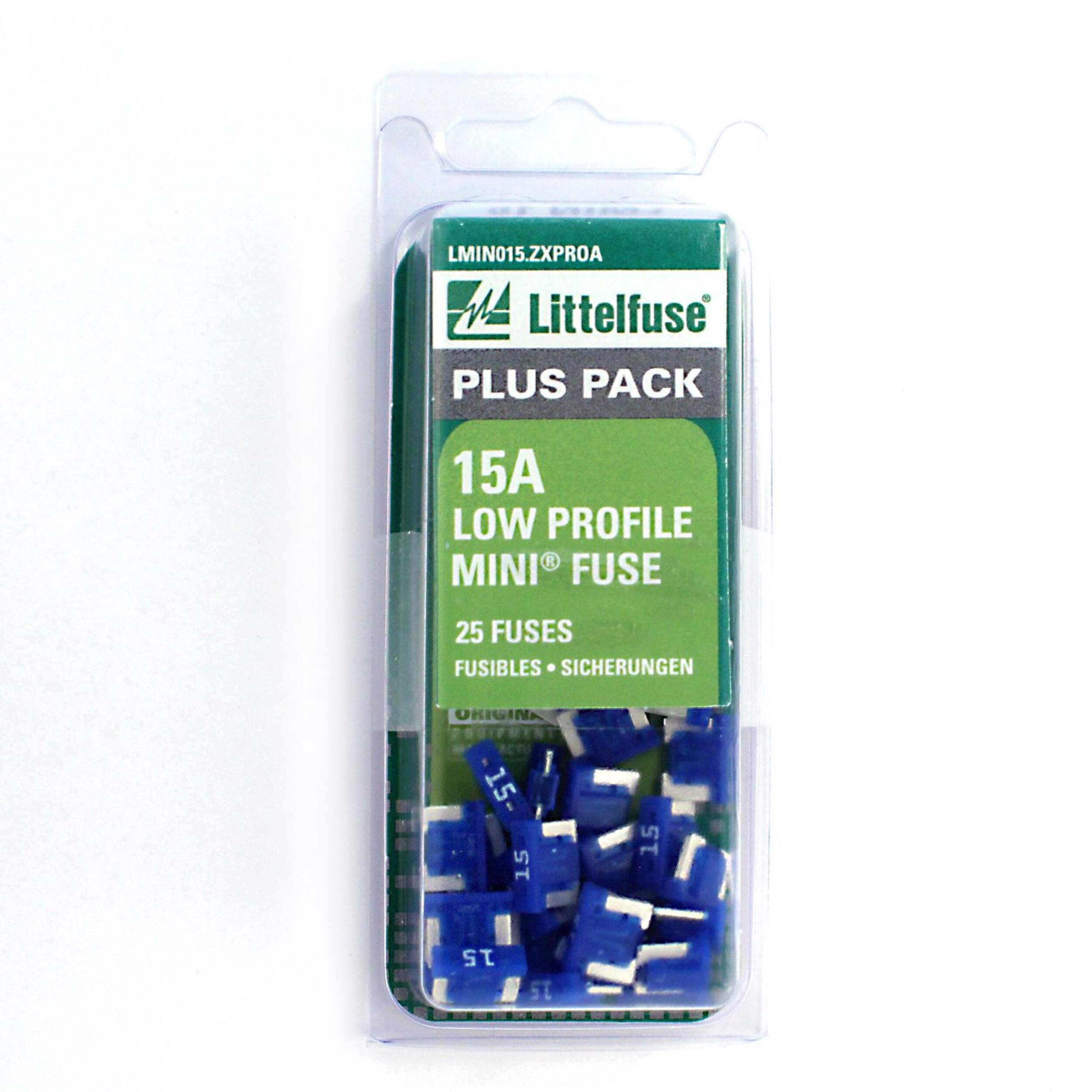 Littelfuse 15A Low Profile Mini Fuse, 32V PRO-Pack Front_Flat
