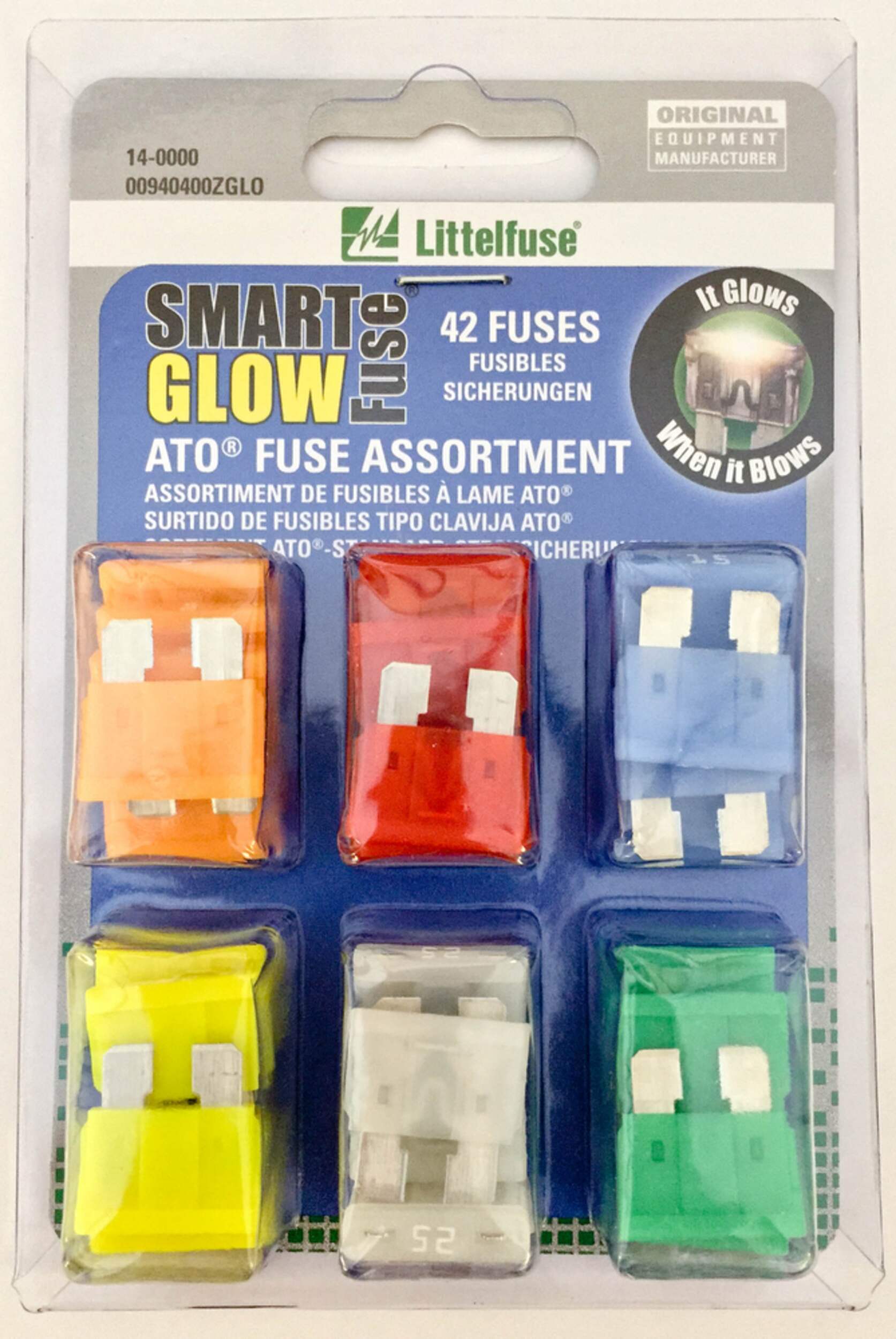 Littelfuse ATO Glow Fuse Assortment, 42-pk Front_Flat