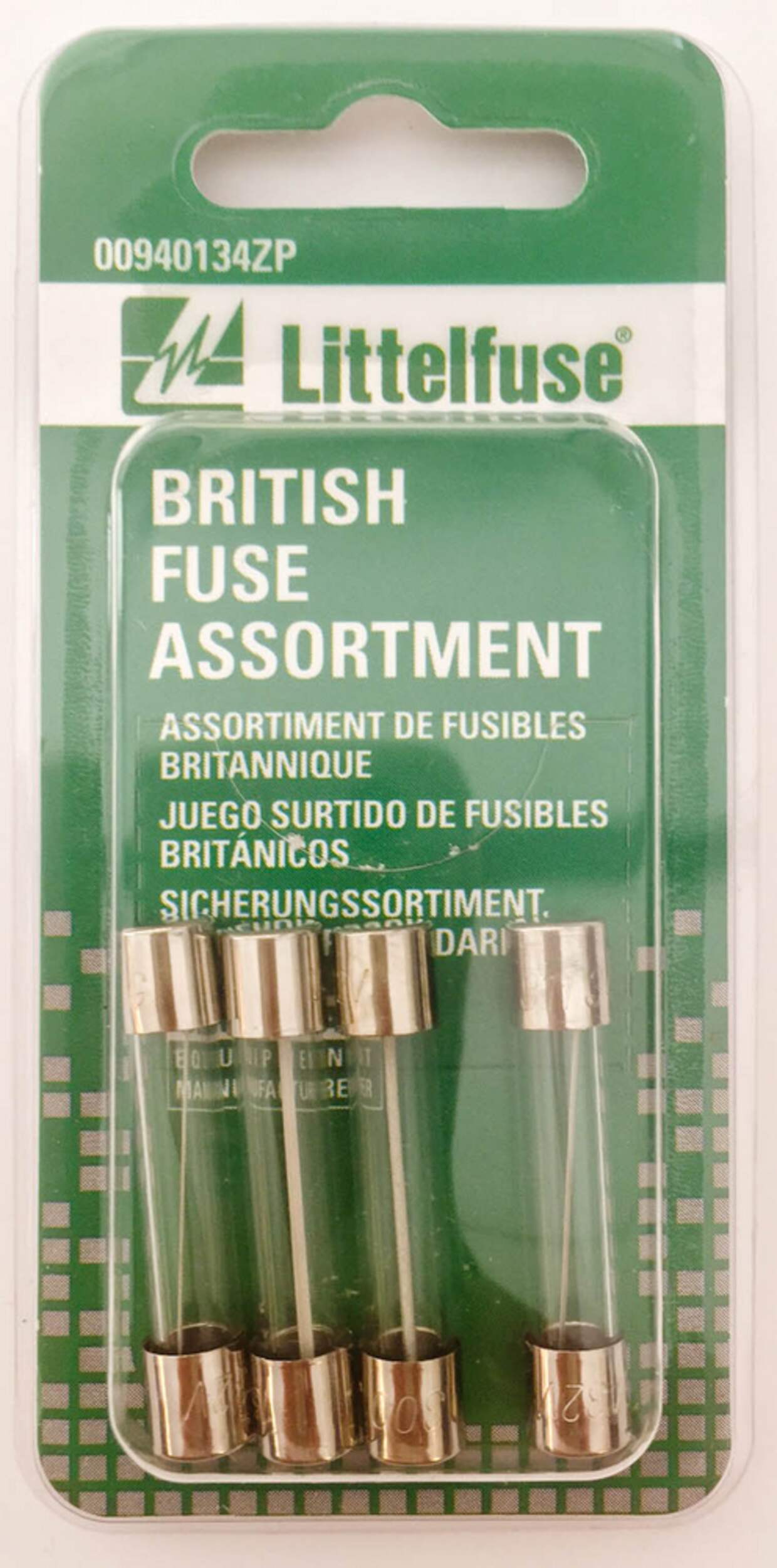 Littelfuse British Glass Fuse Assortment, 4-pk Front_Flat
