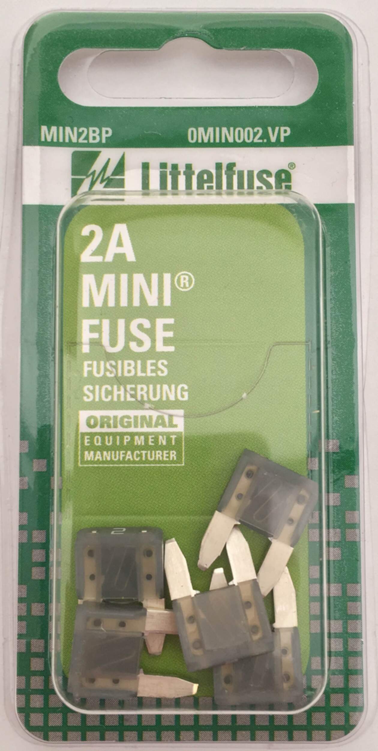 Littelfuse 2A Mini Fuse, 5-pk Front_Flat