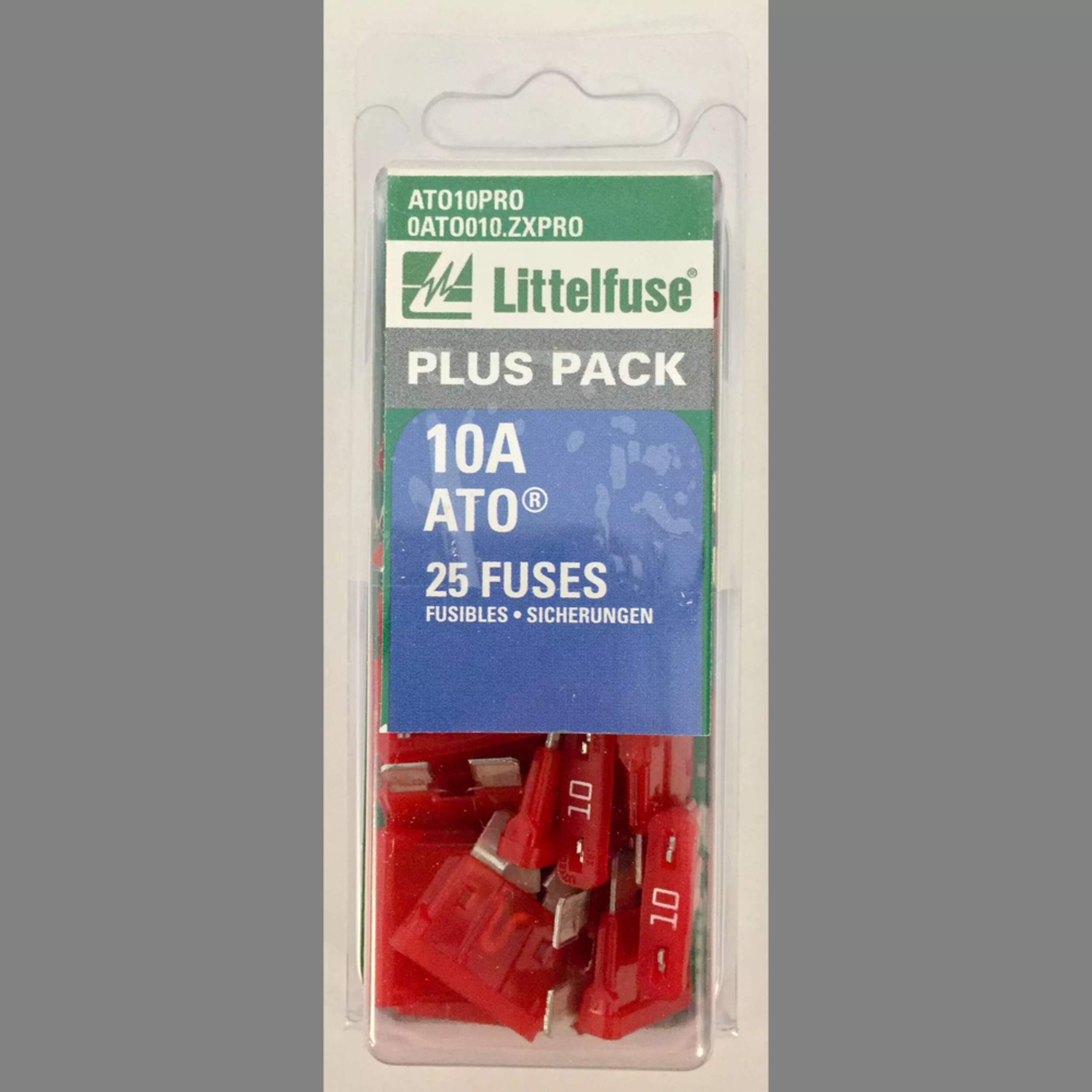 Fusibles Littelfuse 10A ATO, paq. 25 Front_Flat