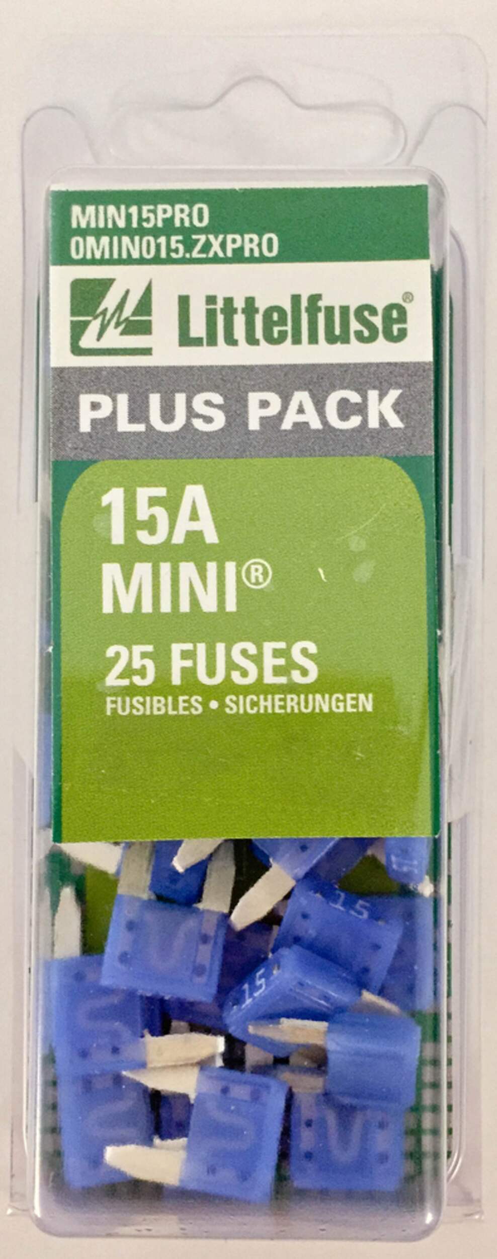 Littelfuse Mini Fuse, 25-pk Front_Flat