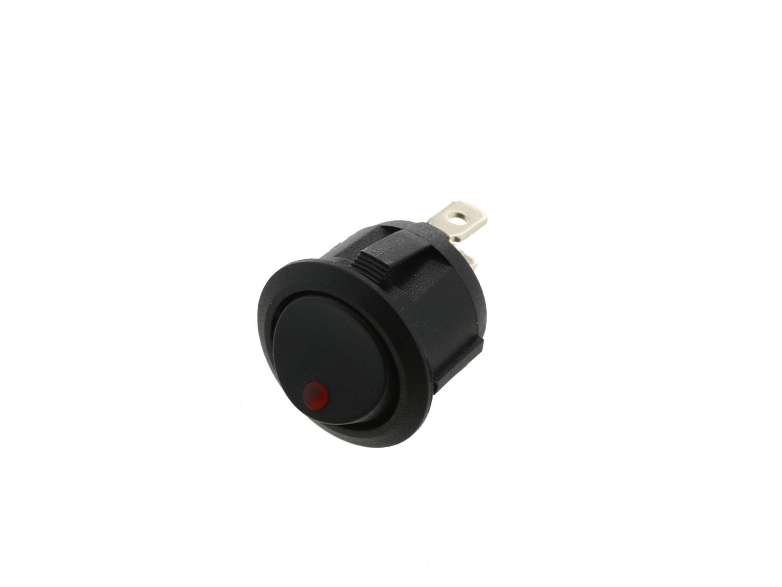 Red Round Rocker Switch Front_Three_Fourths_Angled_Left