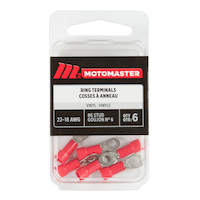 MotoMaster 22-18 AWG Automotive Ring Terminal, #6 Stud, 6-pk
