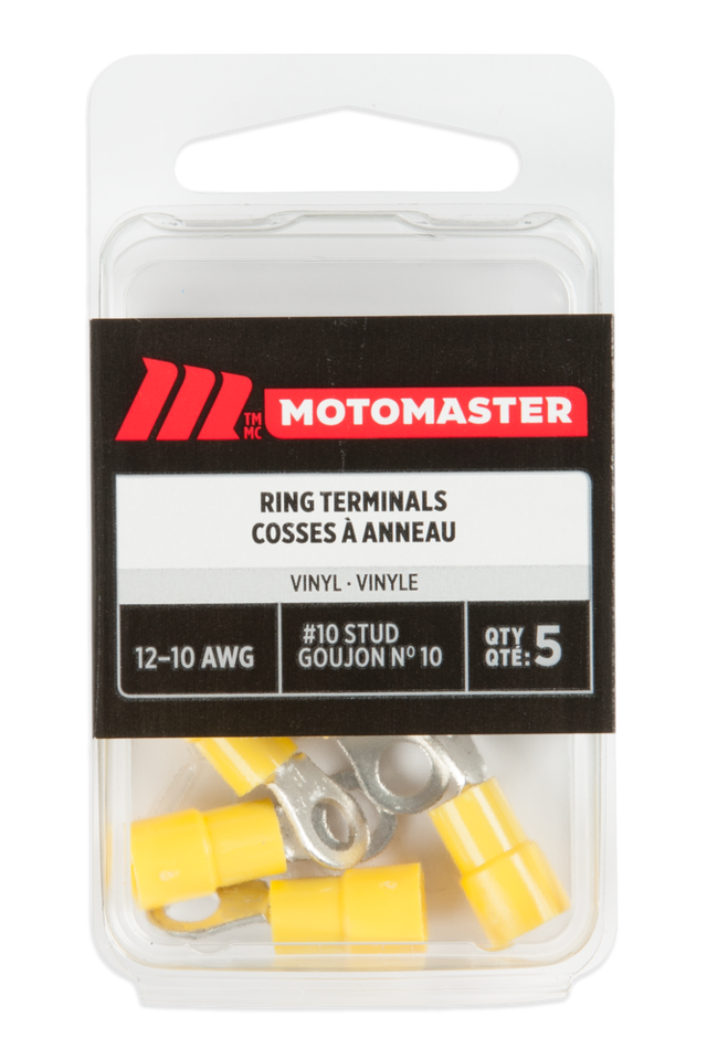 MotoMaster 1210 AWG Automotive Ring Terminal, 10 Stud, 5pk