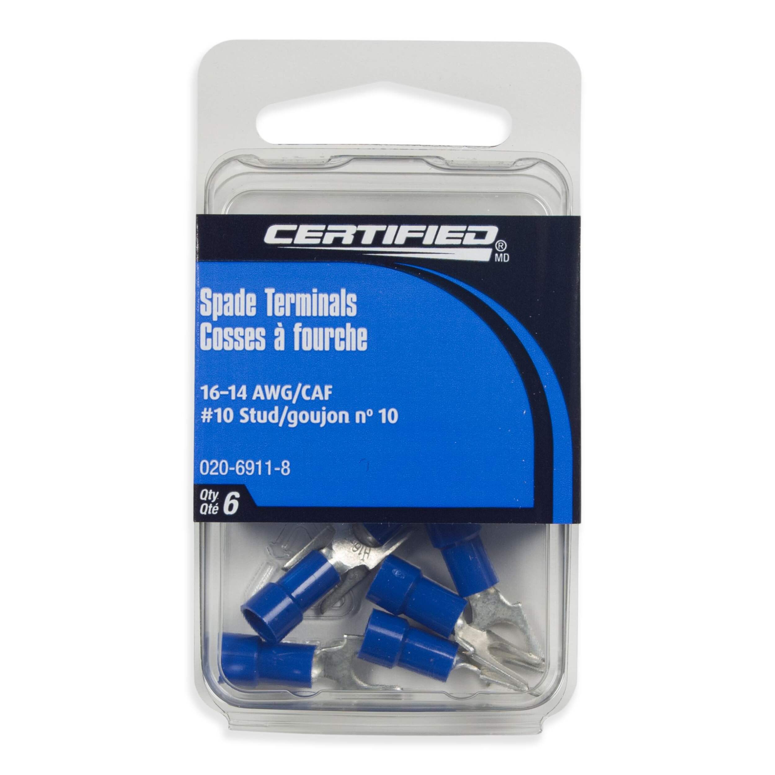 MotoMaster 16-14 AWG Automotive Spade Connector Terminal, 6-pk Front_Flat