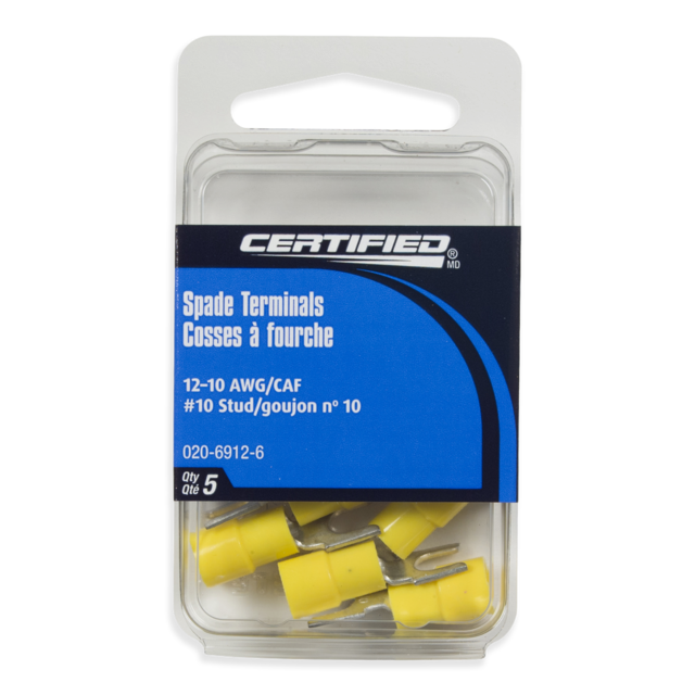 MotoMaster 1210 AWG Automotive Spade Terminal, 10 Stud, 5pk