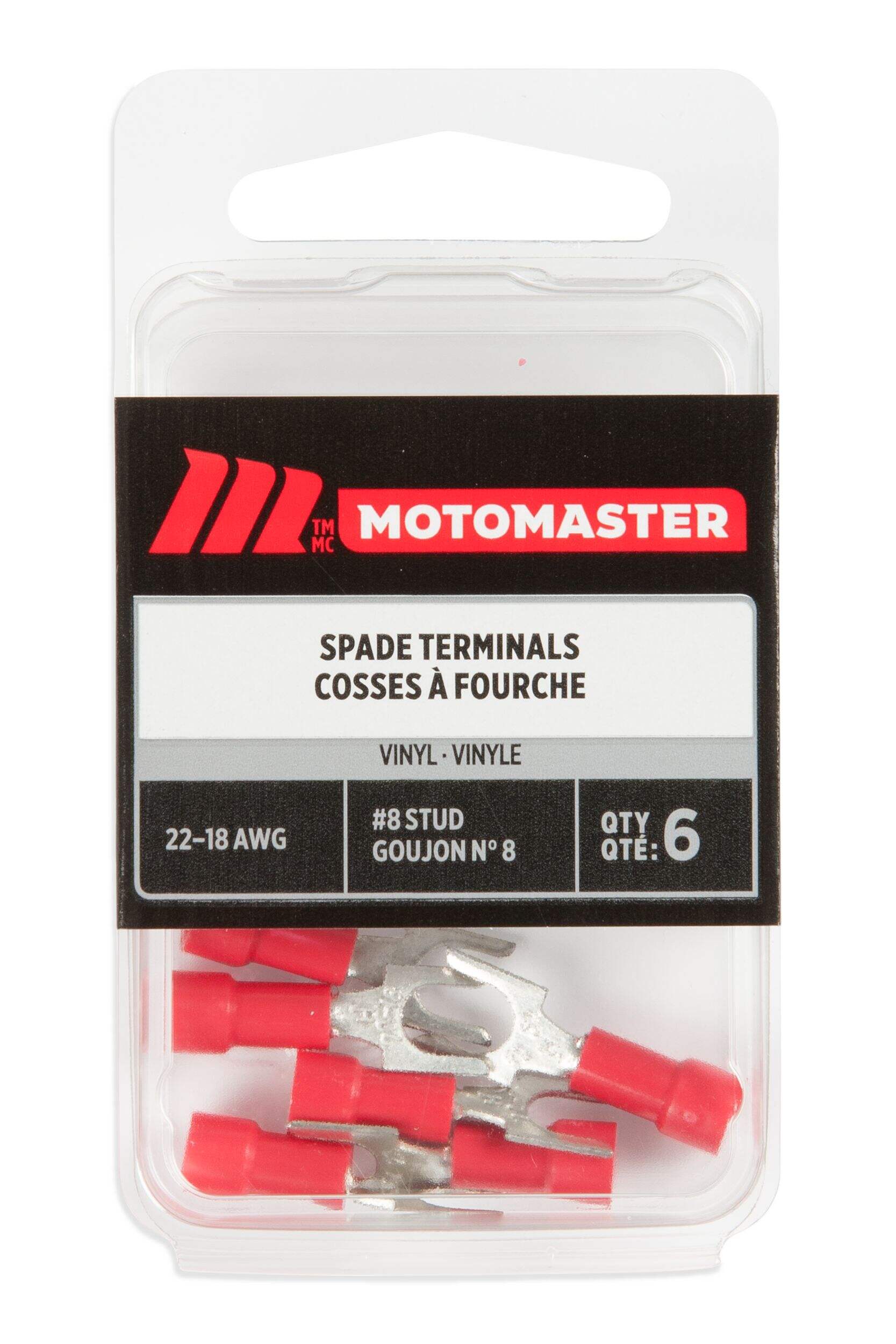 Cosses ouvertes 22-18 AWG pour l'auto MotoMaster, goujon de calibre 10, paq. 6 Front_Flat