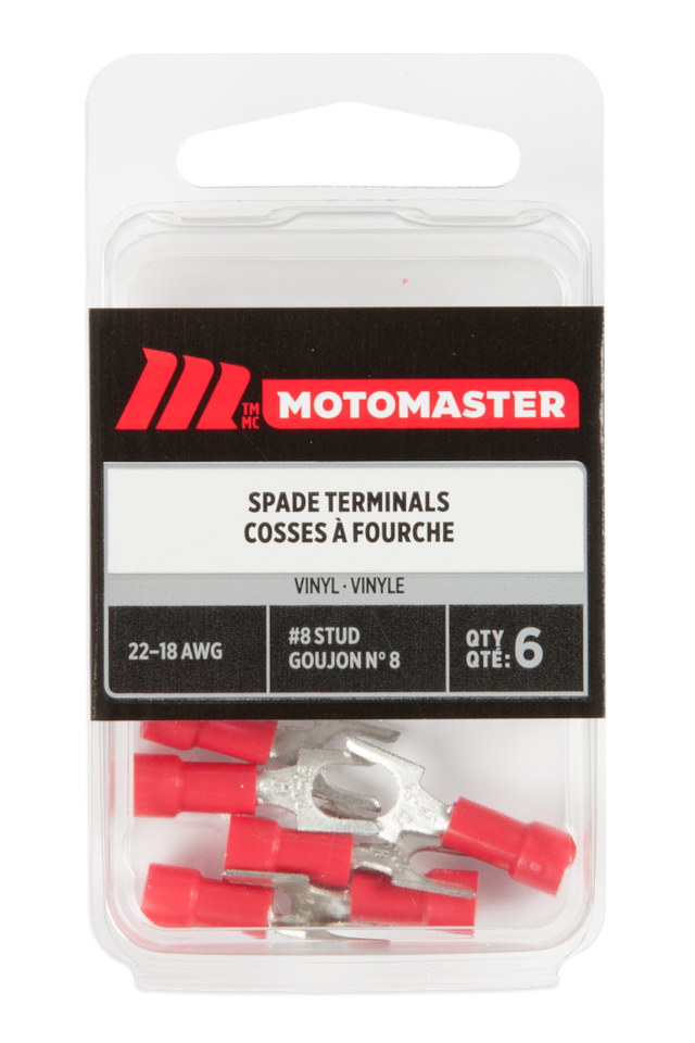 MotoMaster 2218 AWG Automotive Spade Terminal, 10 Stud, 6pk