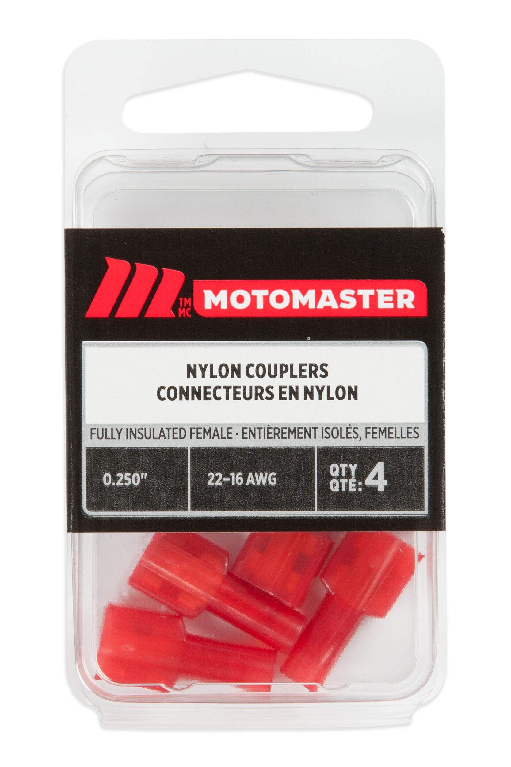 MotoMaster Nylon Fully Insulated Female Quick Disconnect, .250-in, 4-pk Front_Flat