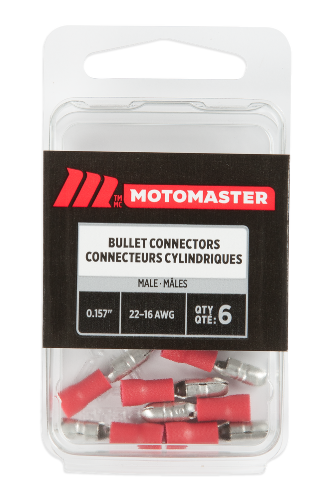 Certified 2218 AWG Automotive Male Bullet Connector, .157in, 6pk