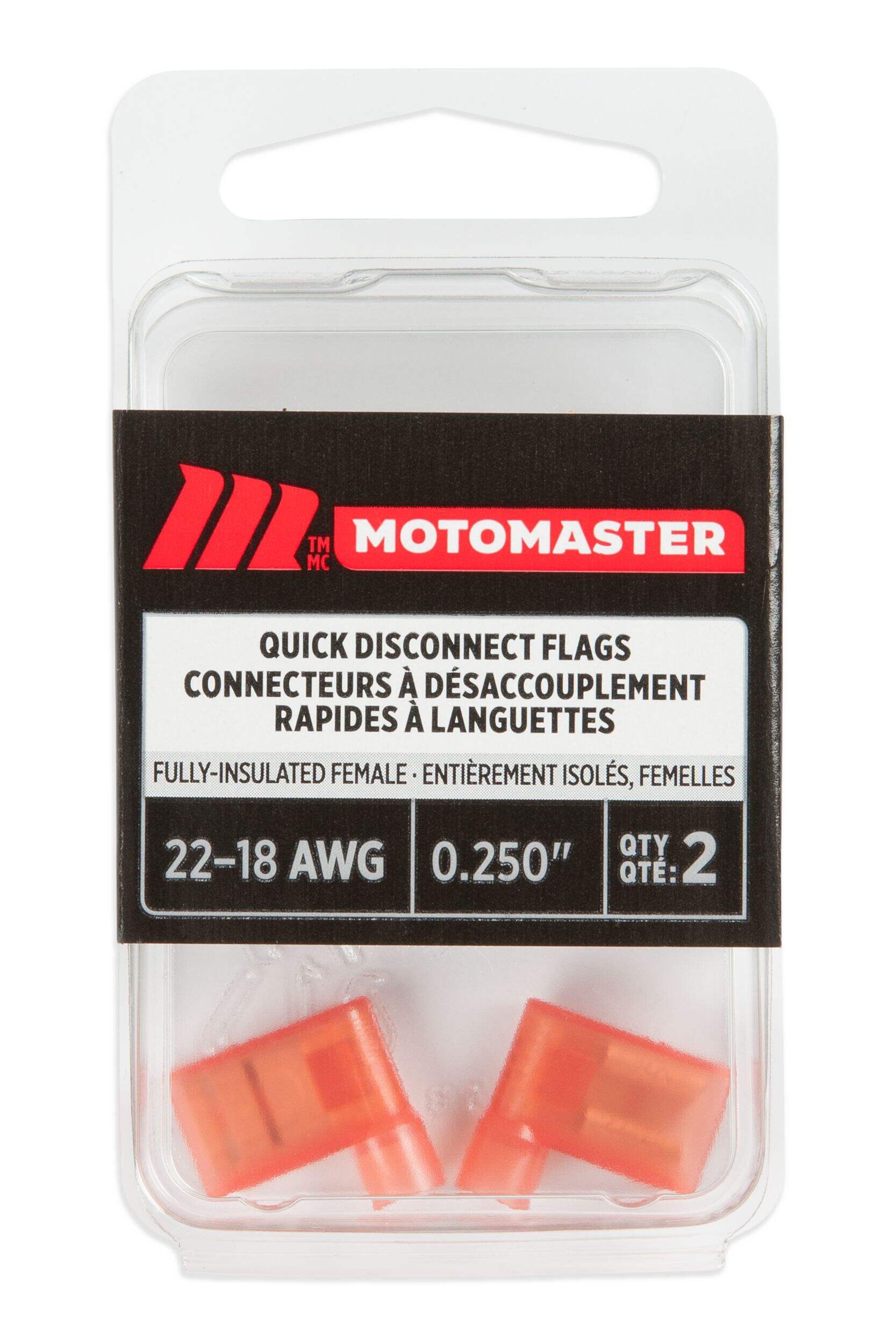 MotoMaster 22-18 AWG Female Flag Disconnect, .250-in, 2-pk Front_Flat